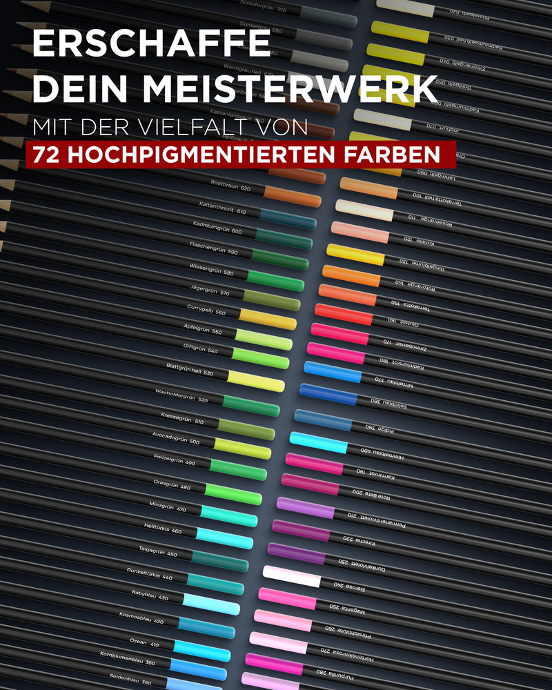 buntstifte, malen buntstifte, farbstifte - farbübersicht 72 farben