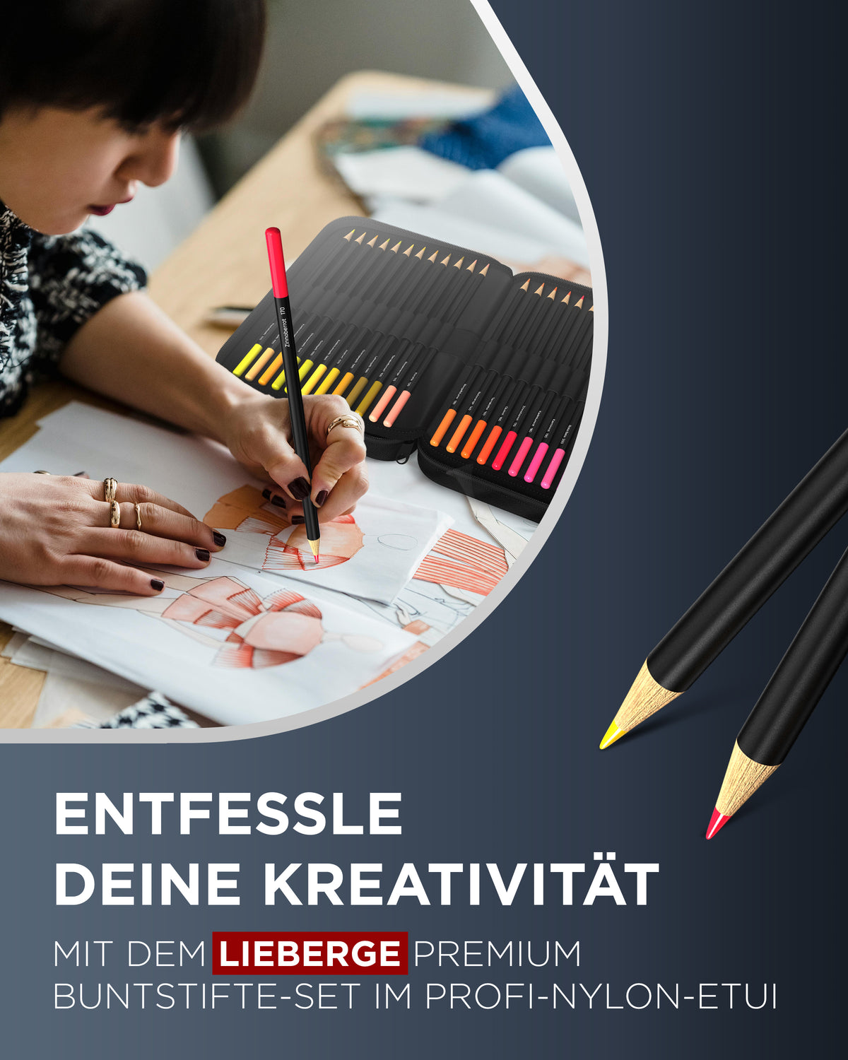 buntstifte, malen buntstifte, farbstifte - frau malt